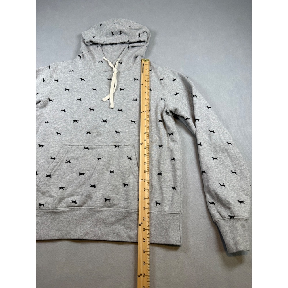 The Black Dog Grey All Over Print Hoodie Sweatshirt Womens Small Classic Logo - Picture 2 of 5